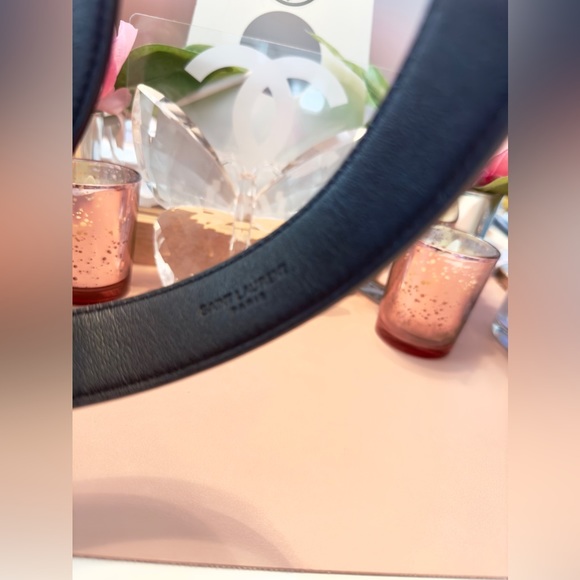 YSL Grained Heart Belt -Gold w Black Leather - Picture 5 of 5